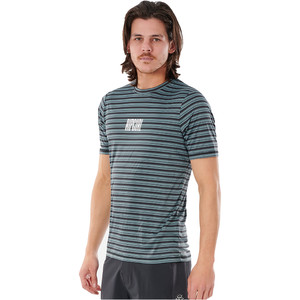 2021 Rip Curl Curl Men Mind Wave Stripe UV T-shirt Met Korte Mouwen Wly3TM - Middenblauw
